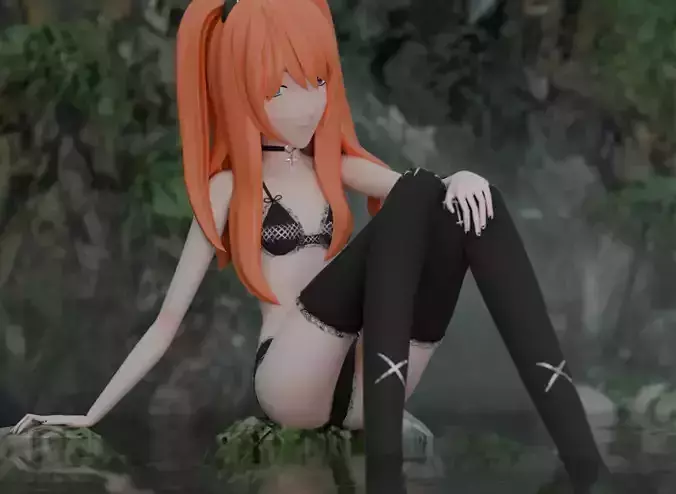 Asuka Langley Soryu goth rigged model 3D model