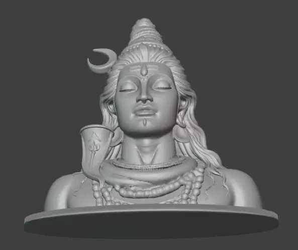 Mahayogi Shiva Bust 3D print model_3