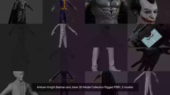 Arkham Knight Batman and Joker 3D Model Collection Rigged PBR 