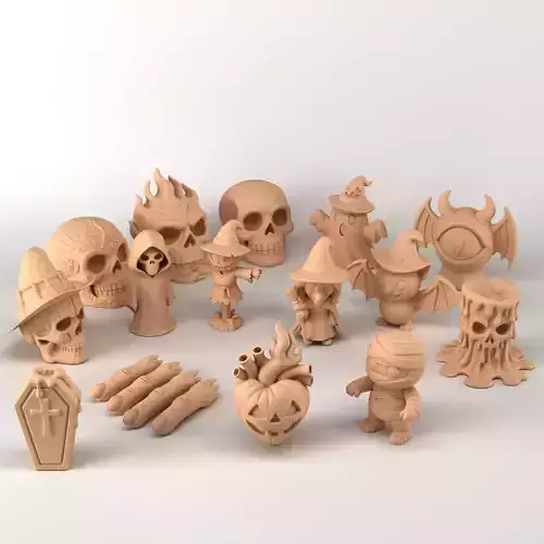 3D Printable Halloween Figurine Set 