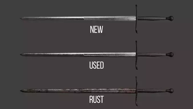 low poly Hand and a Half German Sword 1500