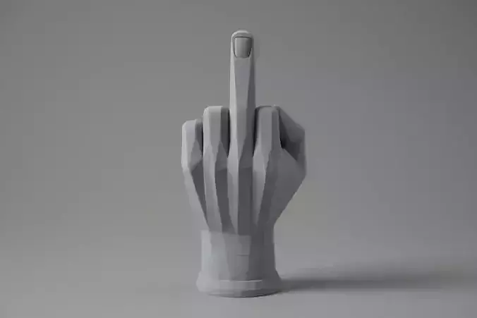 Polygonal Middle Finger Hand Sculpture