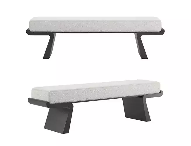 Boucle soft seating bench 3D model