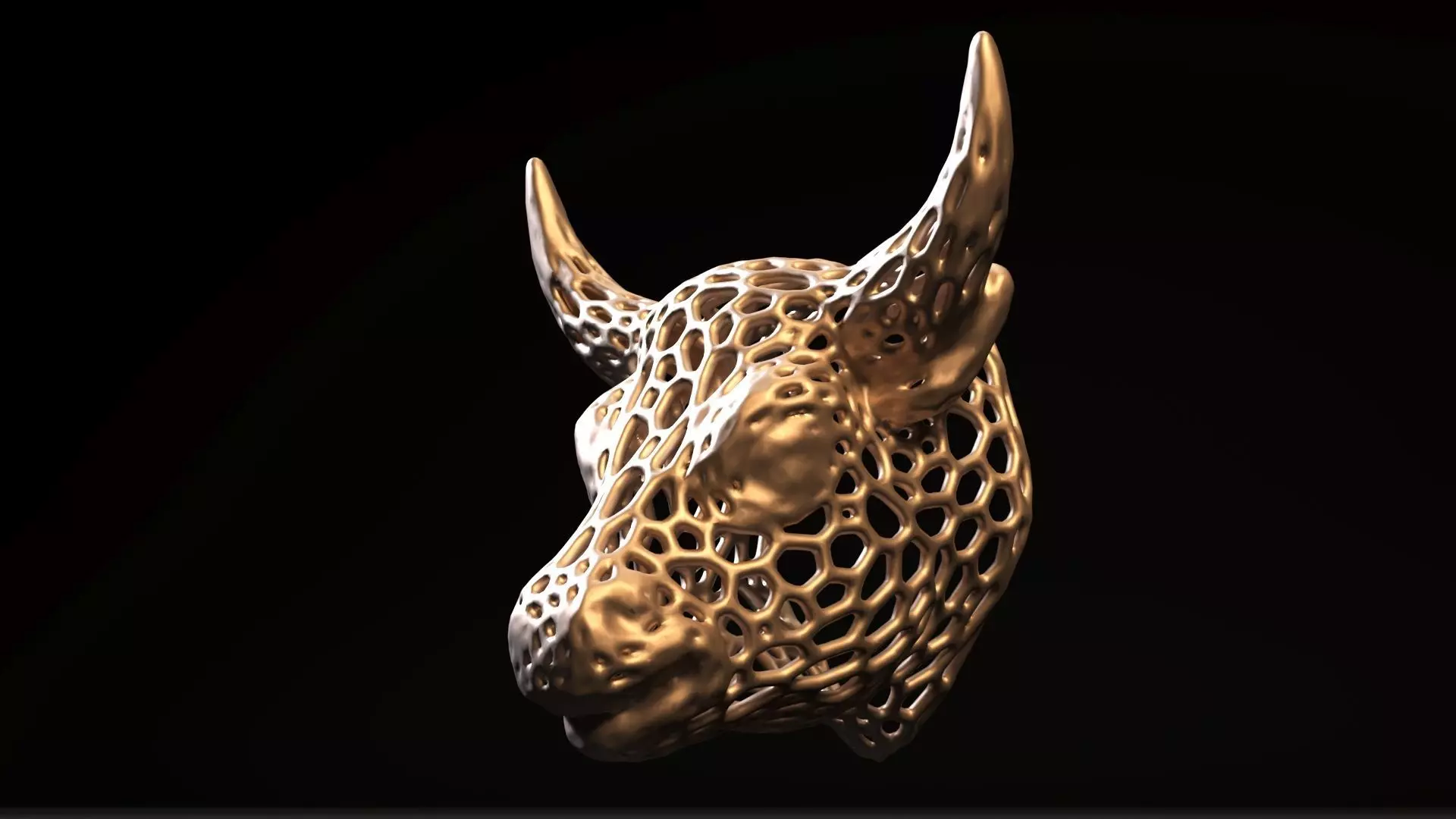 Bull head Voronoi 3D print model_9