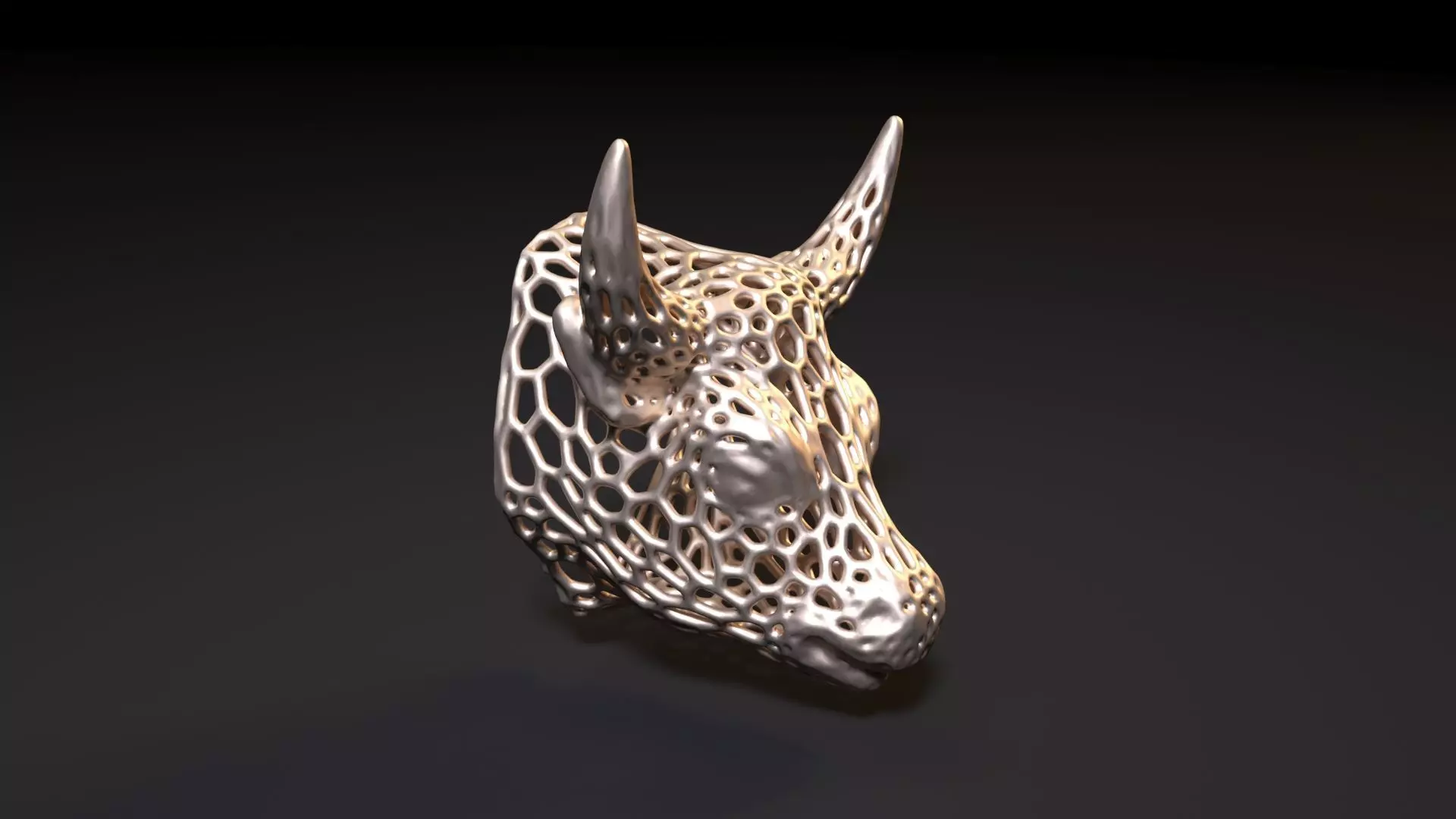 Bull head Voronoi 3D print model_6