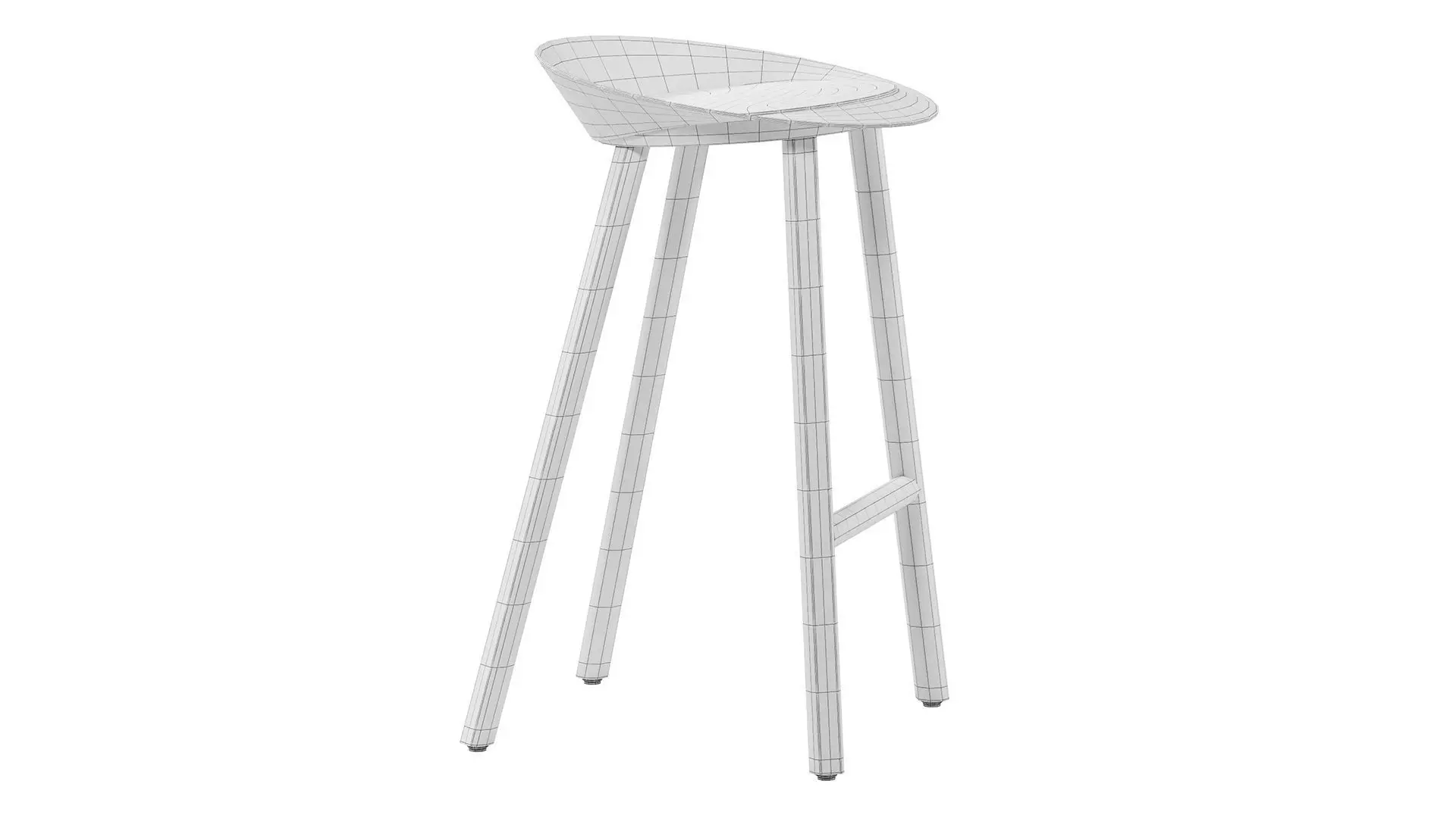 Minimal Low Backrest Stool 3D model_4
