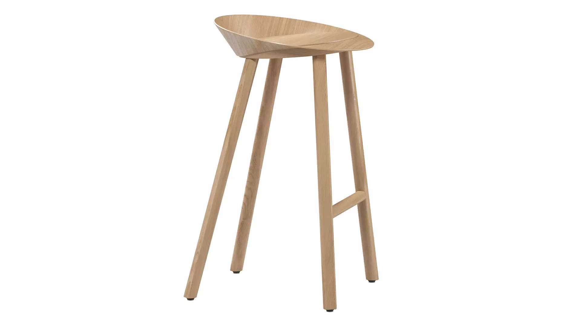 Minimal Low Backrest Stool 3D model_3