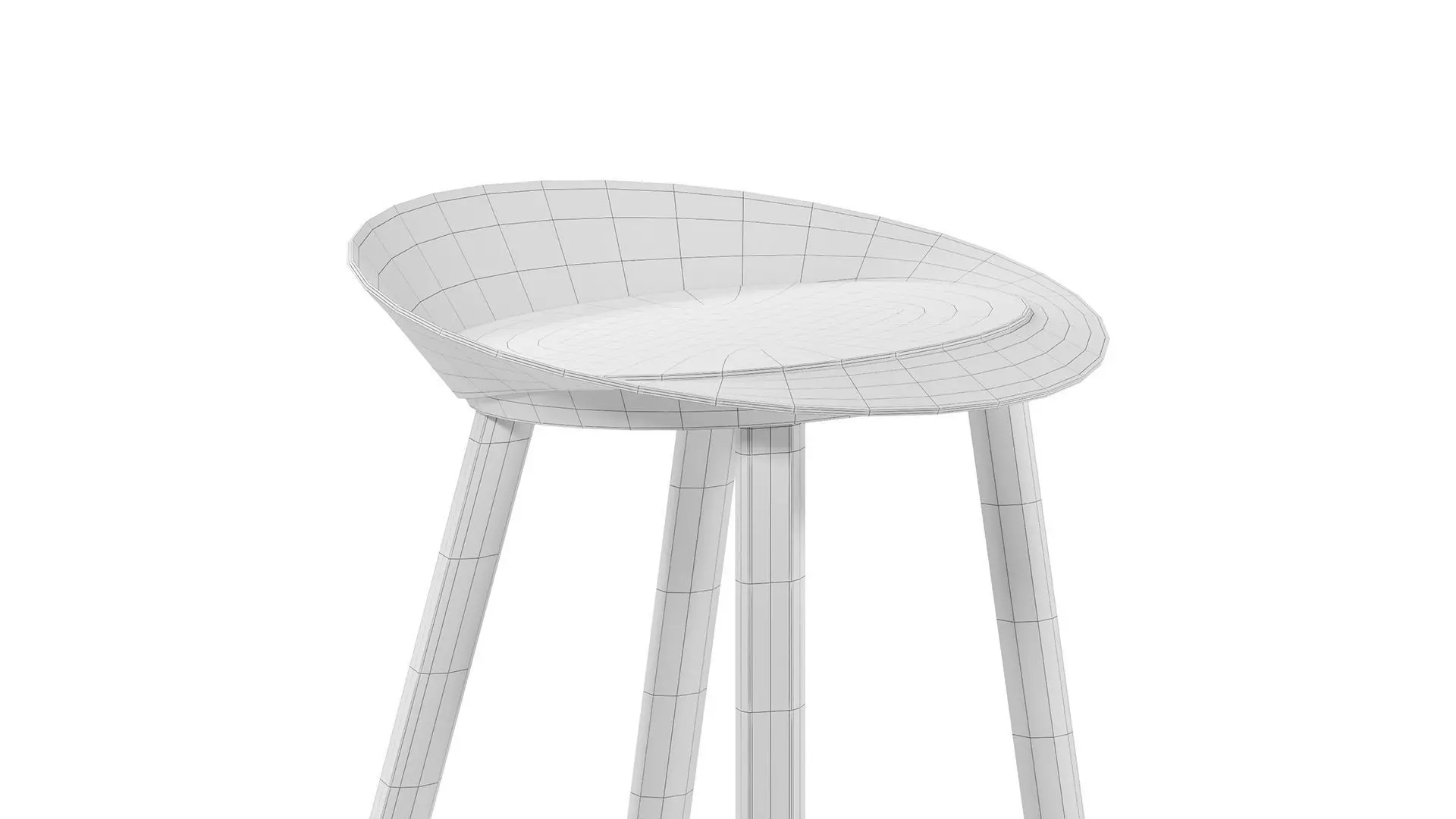 Minimal Low Backrest Stool 3D model_6