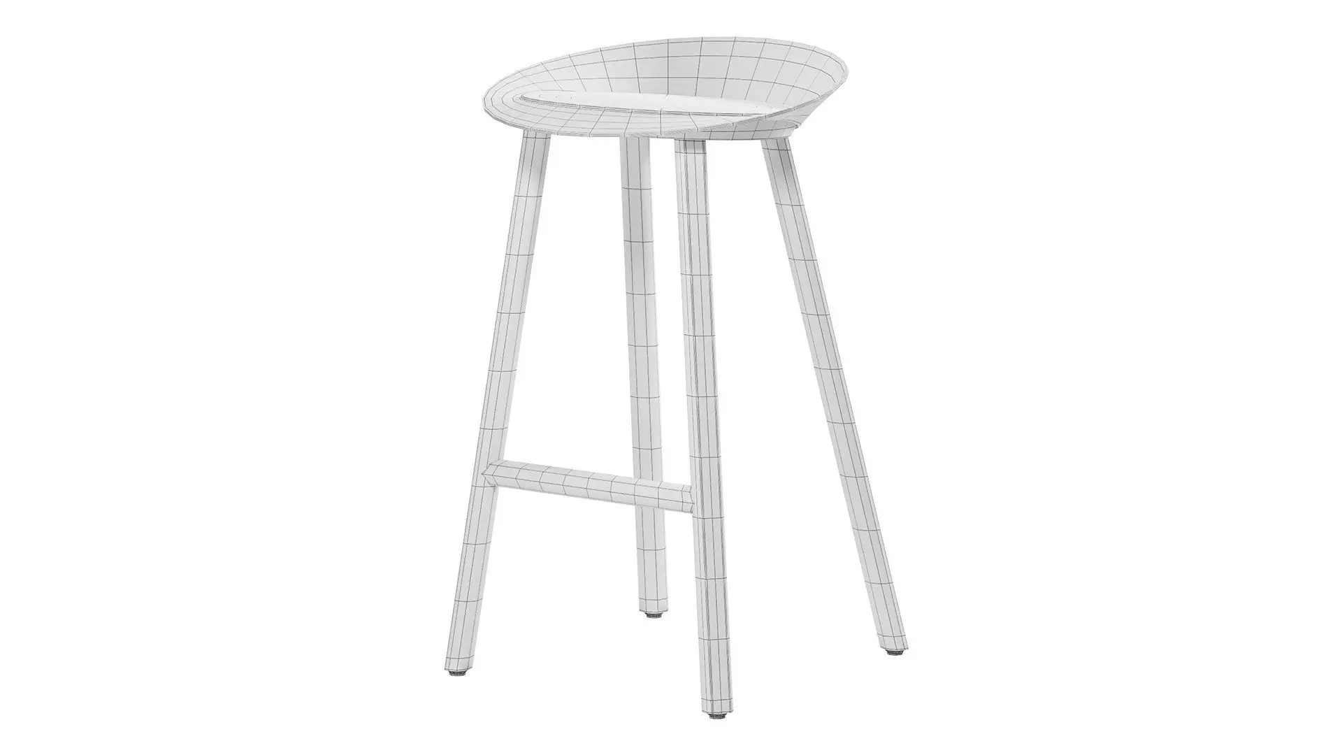 Minimal Low Backrest Stool 3D model_8