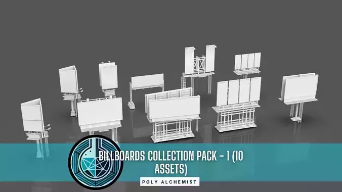 Advertisement And Street Billboards Pack - 1 - 10 Assets 3D model