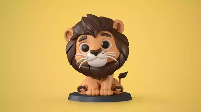 Cute Cartoon Lion 3D Printable Figurine  Funko Style