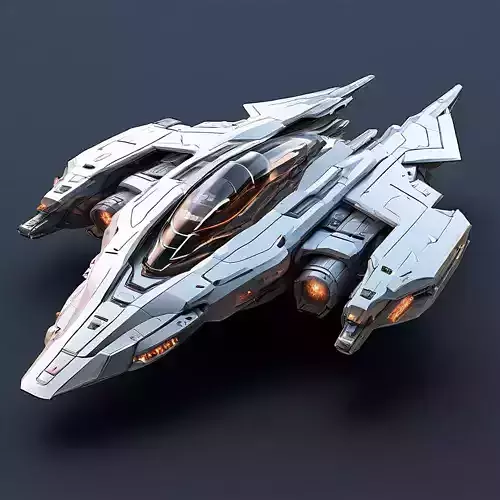 Scifi Fighter Starship White Guardian