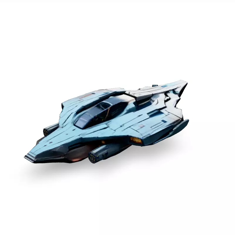 SciFi Fighter Starship Silverstreak Low-poly 3D model_1