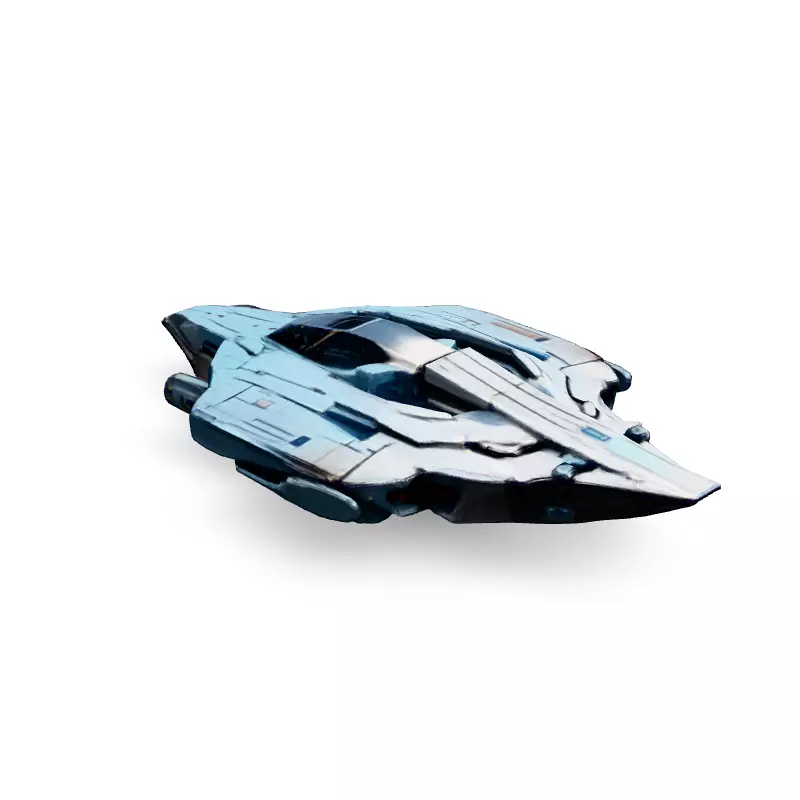 SciFi Fighter Starship Silverstreak Low-poly 3D model_4