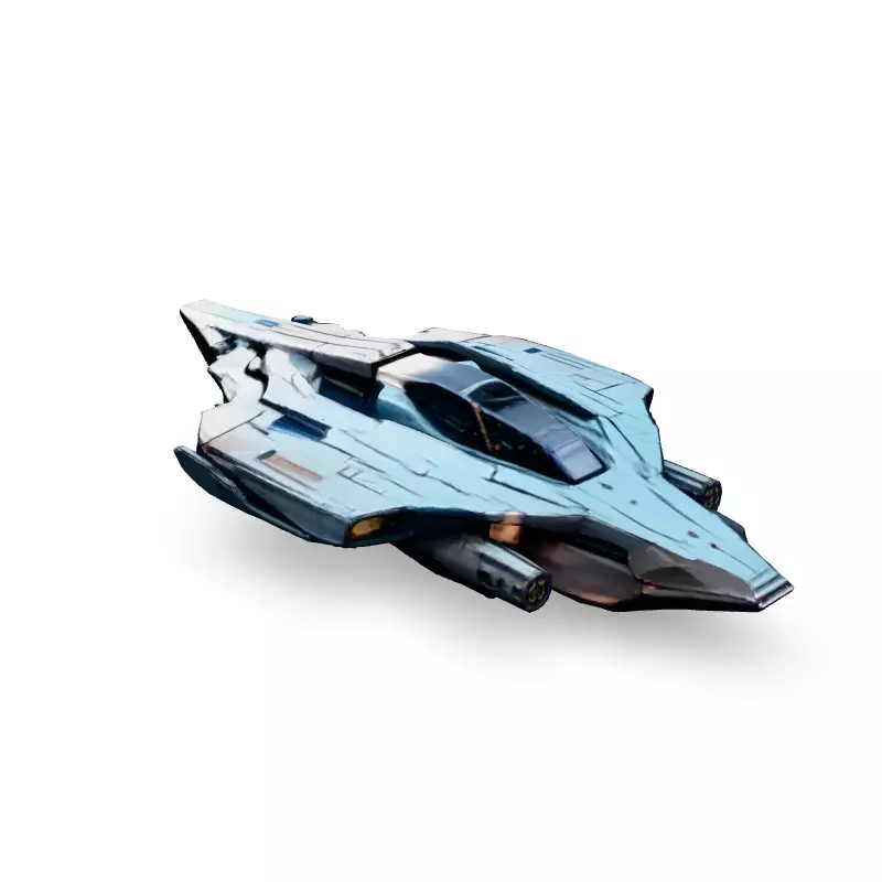 SciFi Fighter Starship Silverstreak Low-poly 3D model_2