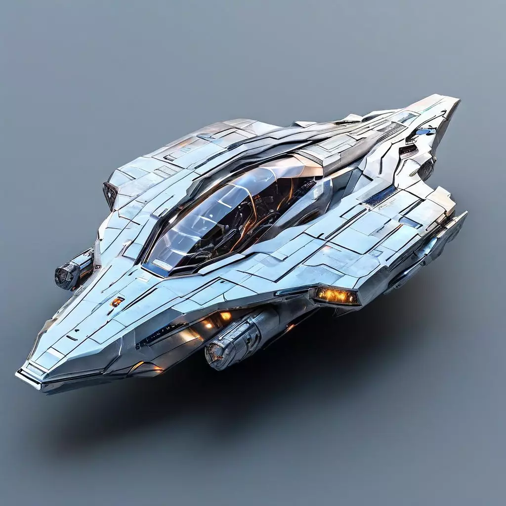 SciFi Fighter Starship Silverstreak Low-poly 3D model_0
