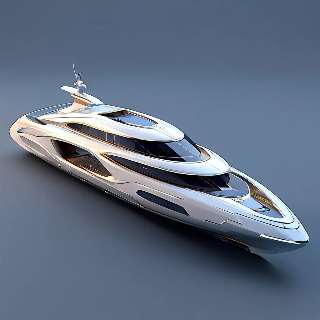 Luxury Futuristic Yacht  HighDetail 3D Model Low-poly 3D model_0
