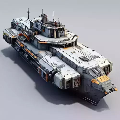 Scifi Gunship Futuristic Warship Model