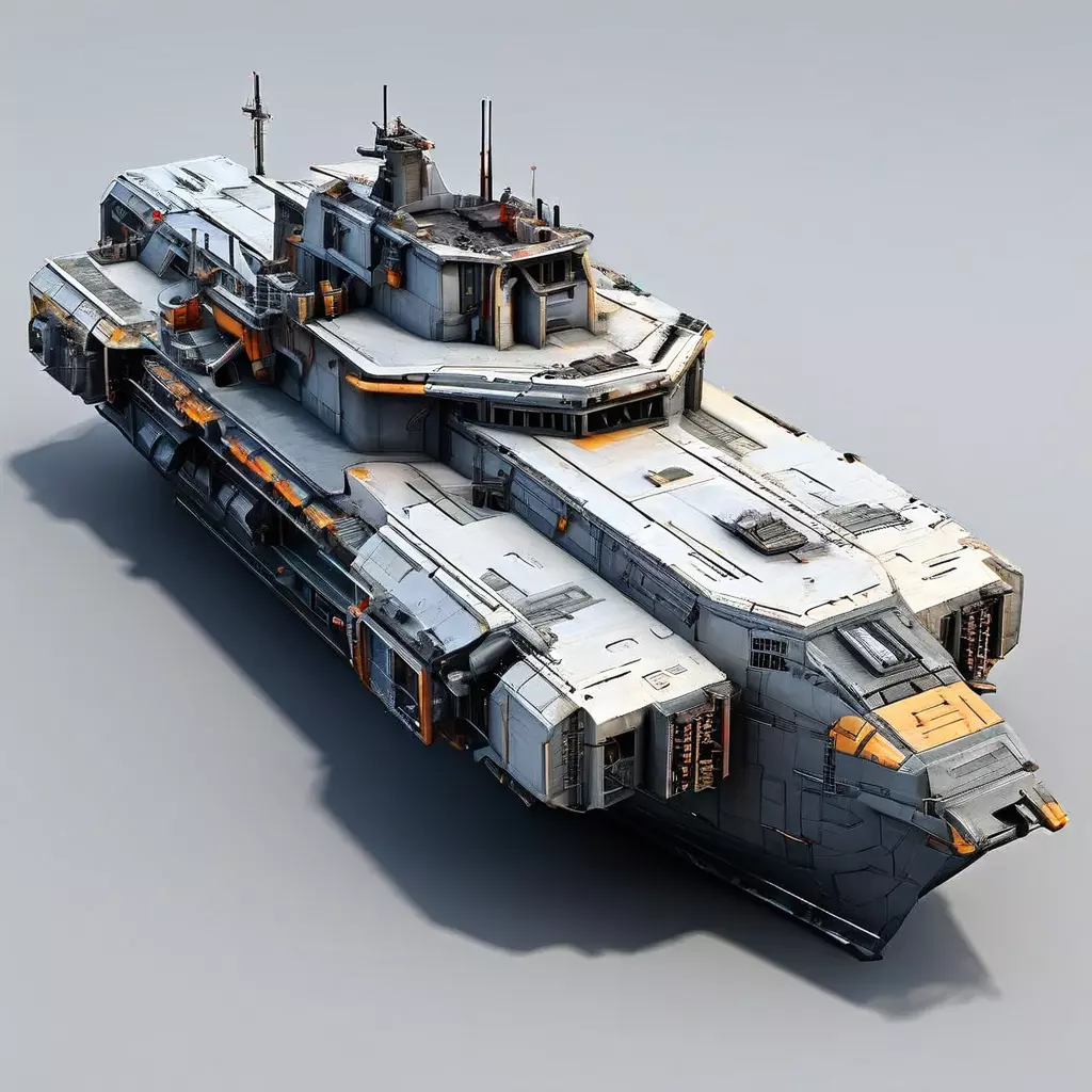 Scifi Gunship Futuristic Warship Model Low-poly 3D model