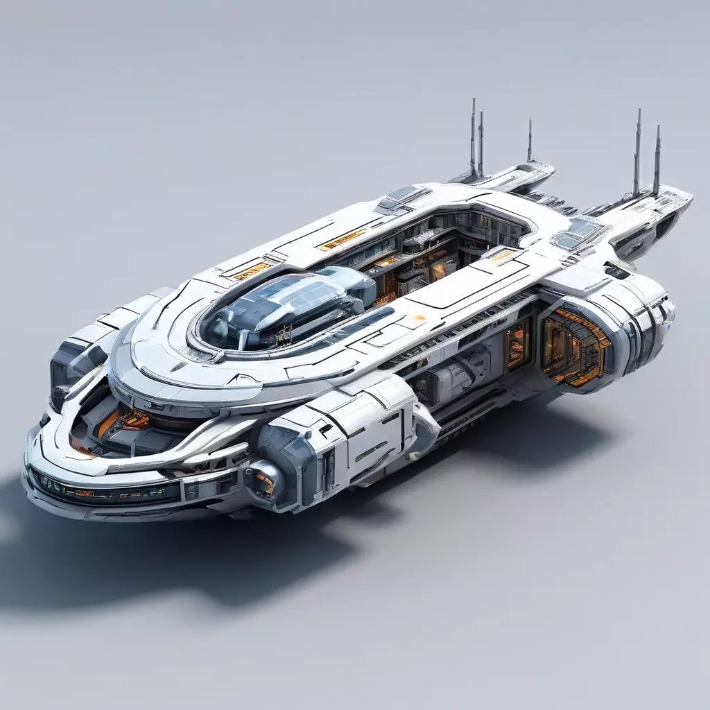 Scifi Dropship Transport Shuttle Low-poly 3D model_0