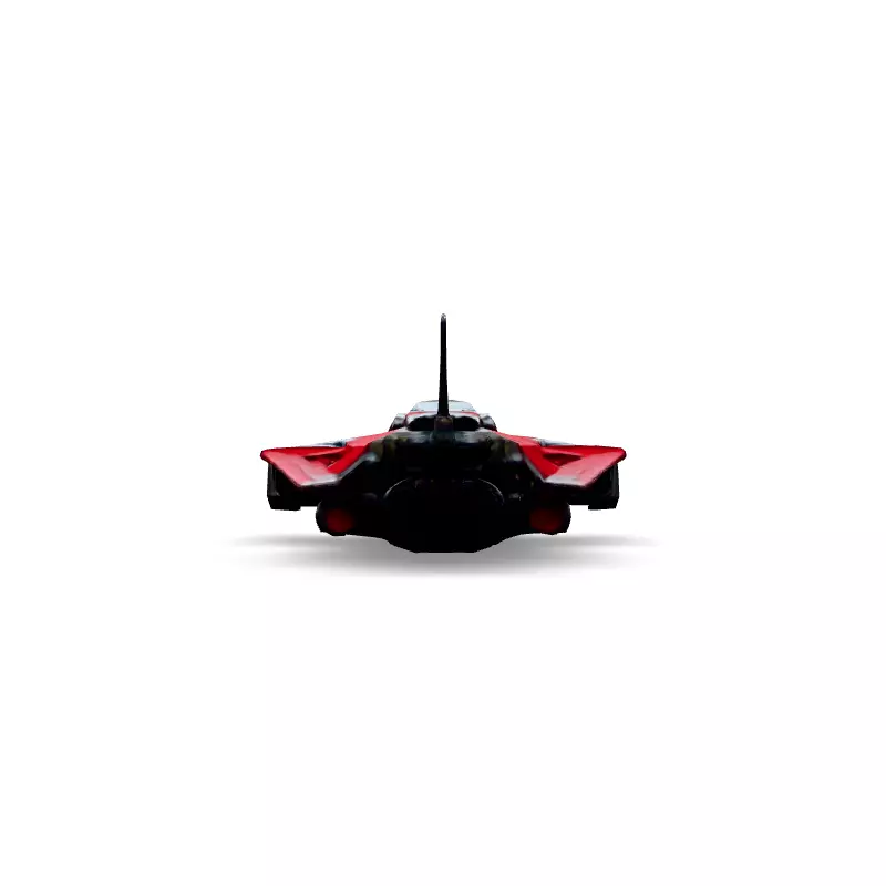 Scifi Fighter Spaceship Red  White Low-poly 3D model_3