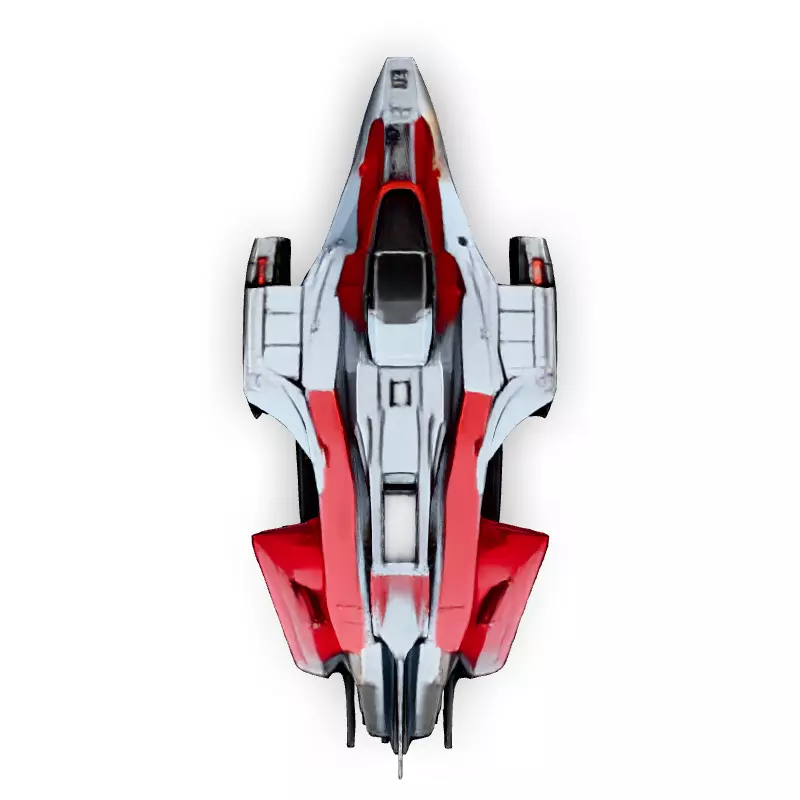 Scifi Fighter Spaceship Red  White Low-poly 3D model_7