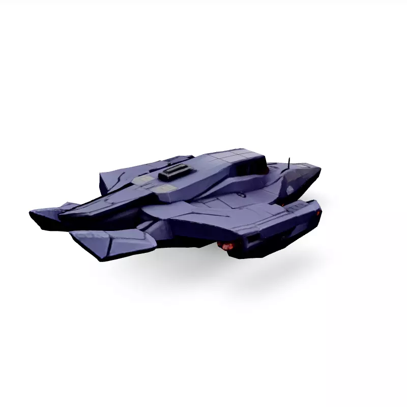 Scifi Gunship Futuristic Spacecraft 3D Model Low-poly 3D model_1