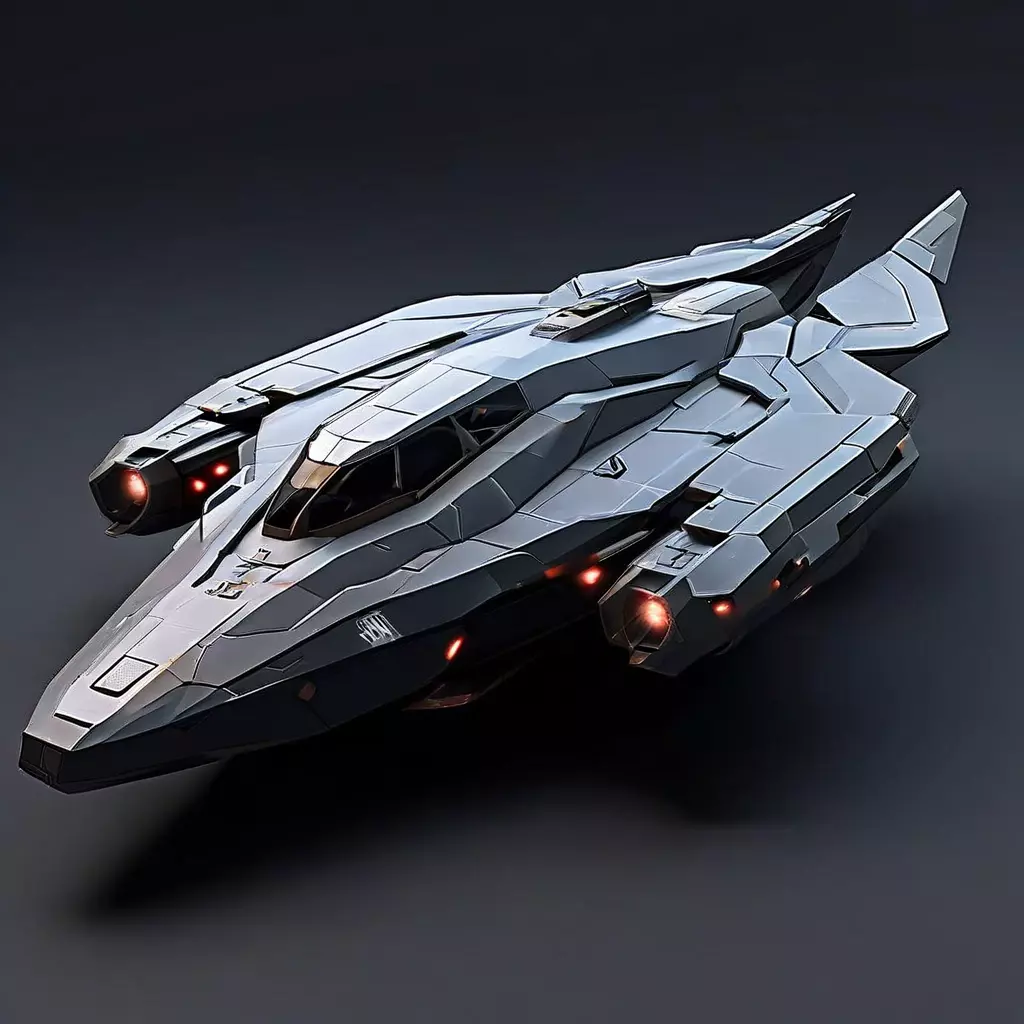 Scifi Gunship Futuristic Spacecraft 3D Model Low-poly 3D model_0