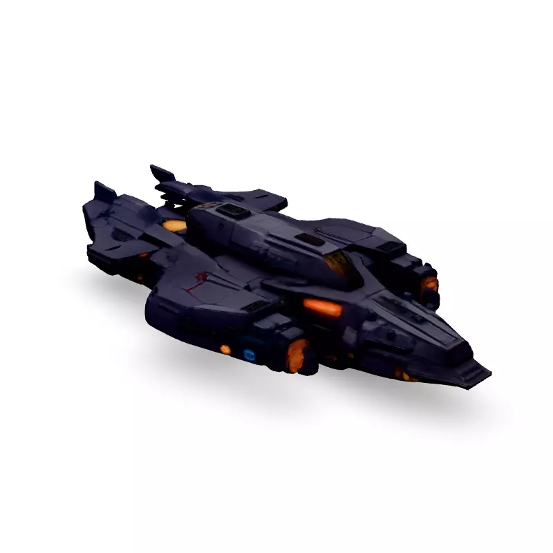 Scifi Gunship Futuristic Warship Model Low-poly 3D model_4