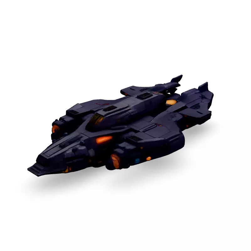 Scifi Gunship Futuristic Warship Model Low-poly 3D model_5