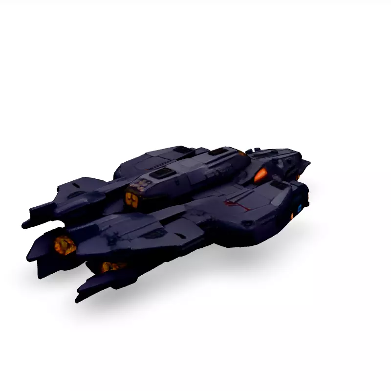 Scifi Gunship Futuristic Warship Model Low-poly 3D model_1