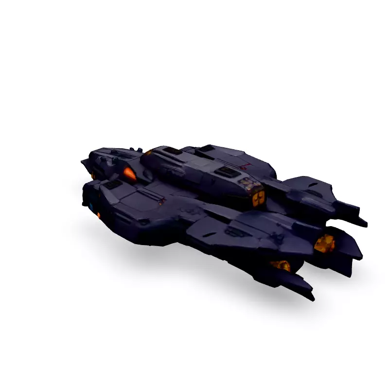 Scifi Gunship Futuristic Warship Model Low-poly 3D model_2