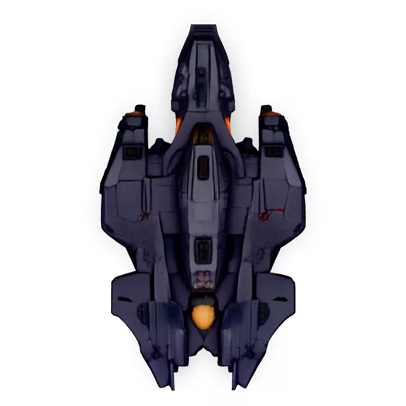 Scifi Gunship Futuristic Warship Model Low-poly 3D model_7