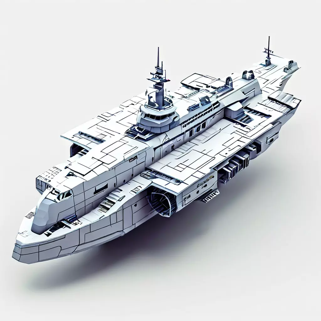 Scifi Battleship Lowpoly Game Asset Low-poly 3D model