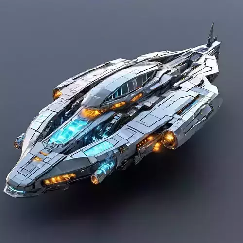 Scifi Gunship HighDetail 3D Model