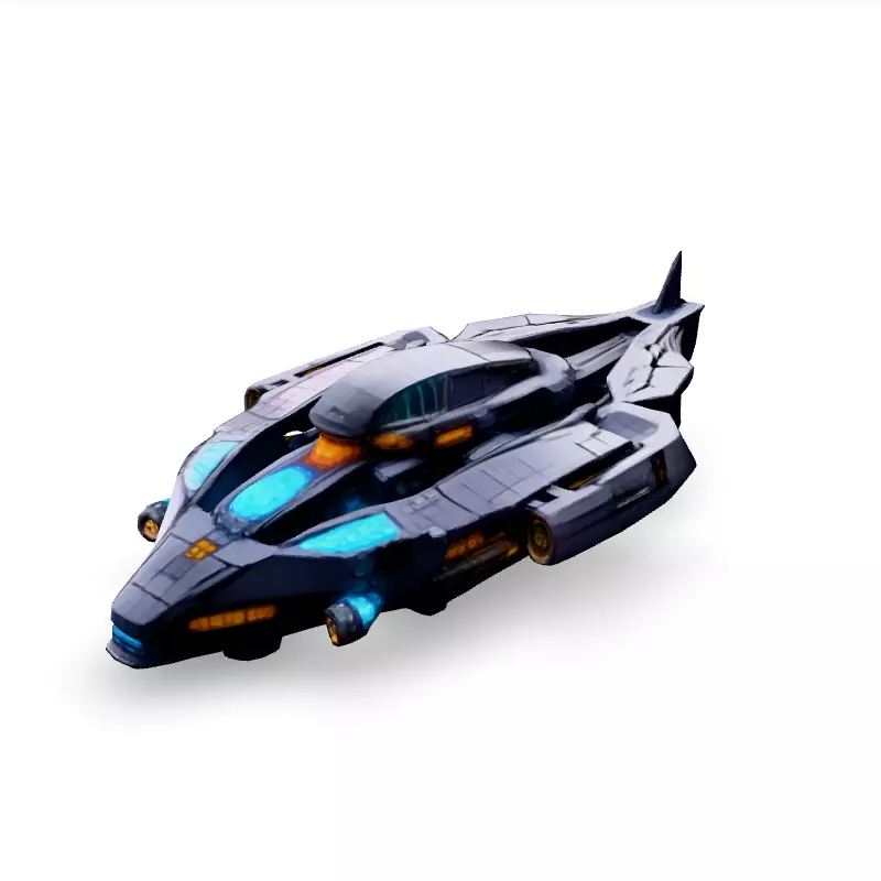 Scifi Gunship HighDetail 3D Model Low-poly 3D model_1