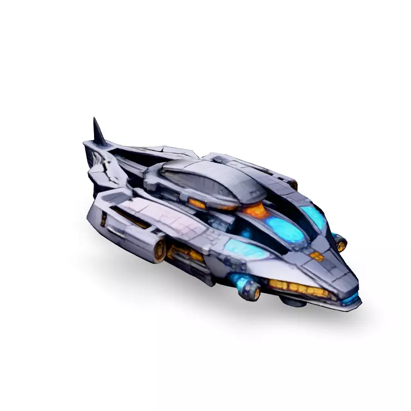 Scifi Gunship HighDetail 3D Model Low-poly 3D model_2
