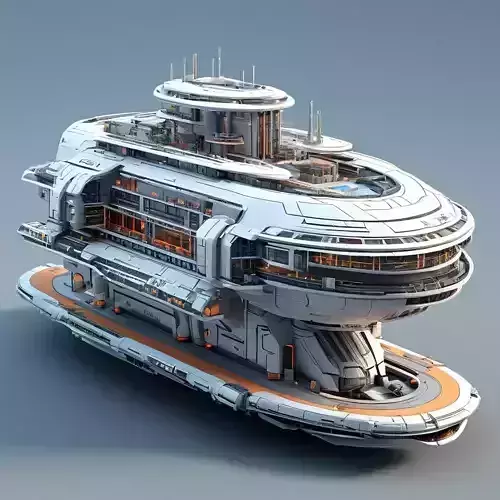 Futuristic Spaceship Cruiser Model Low-poly 3D model