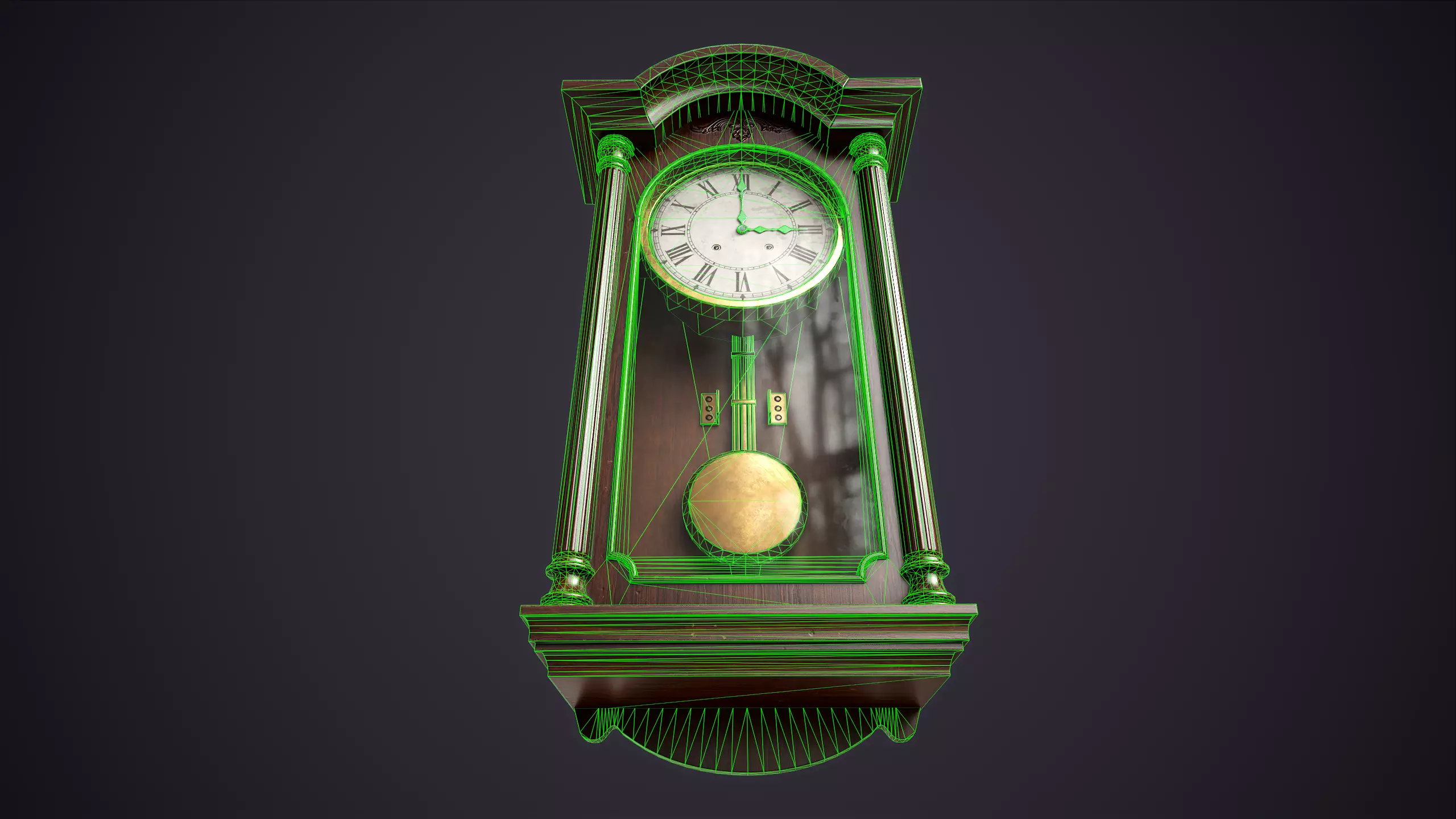 Pendulum wall clock Low-poly 3D model_12