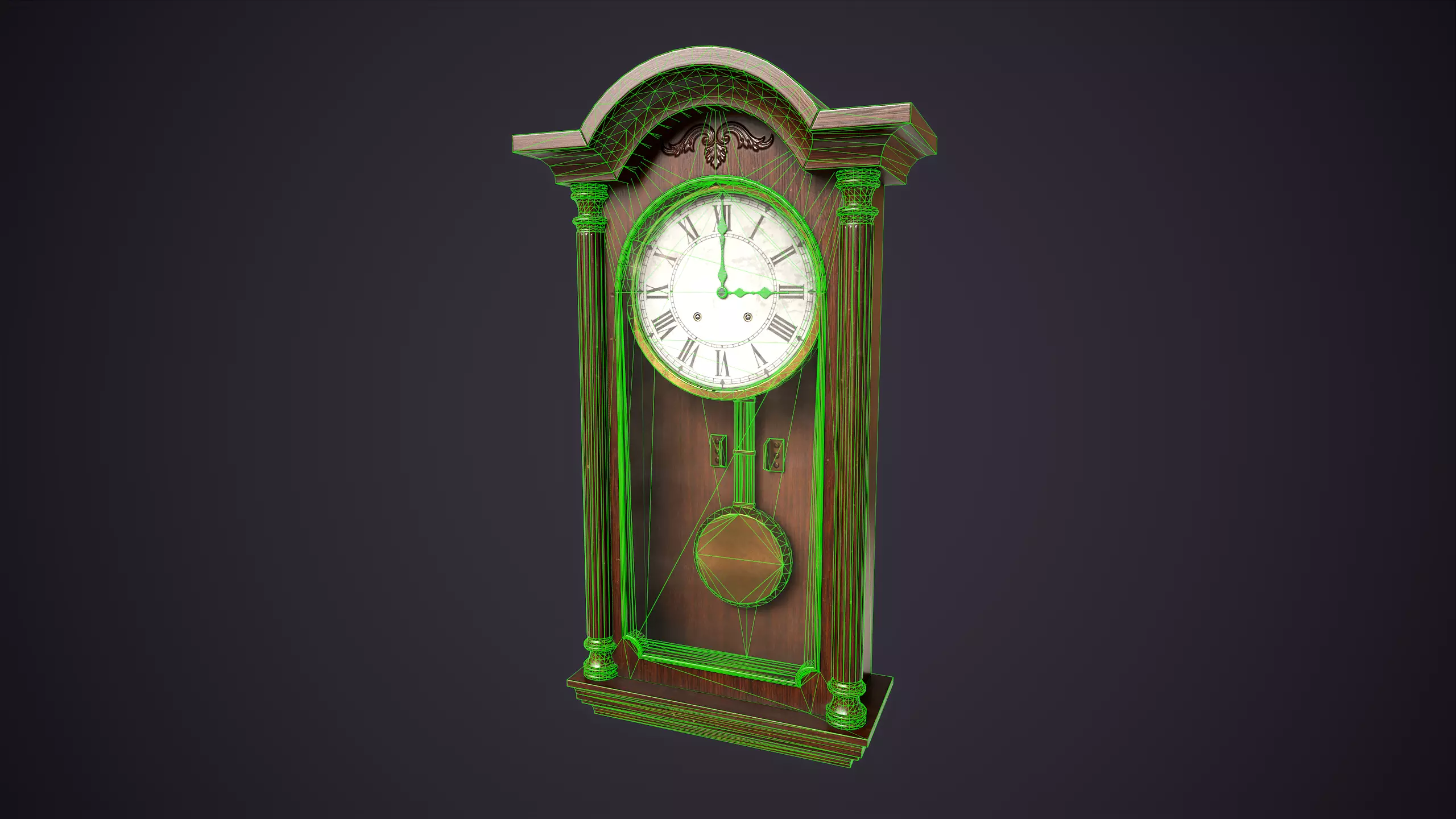 Pendulum wall clock Low-poly 3D model_11
