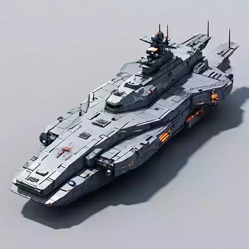 Scifi Battleship Futuristic Warship Model