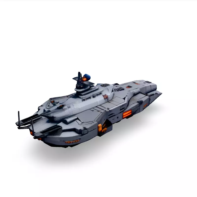 Scifi Battleship Futuristic Warship Model Low-poly 3D model_1