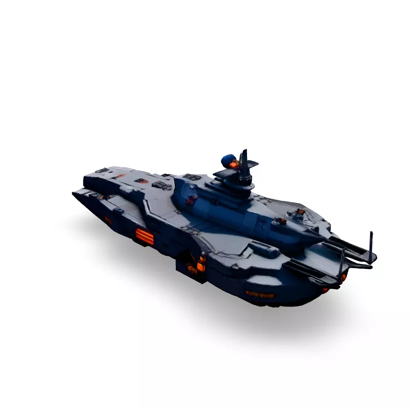 Scifi Battleship Futuristic Warship Model Low-poly 3D model_2