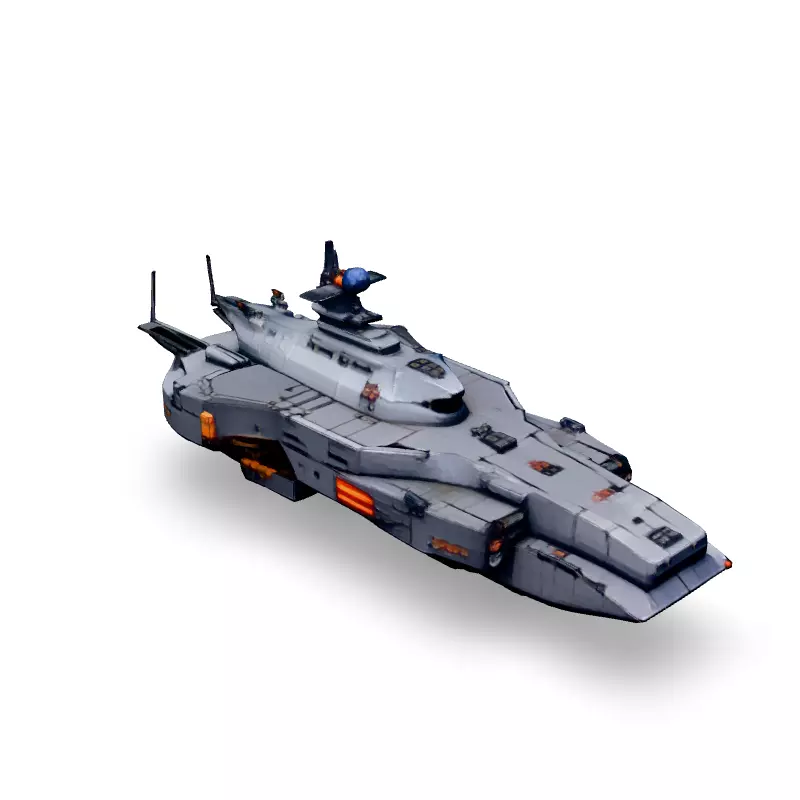 Scifi Battleship Futuristic Warship Model Low-poly 3D model_4