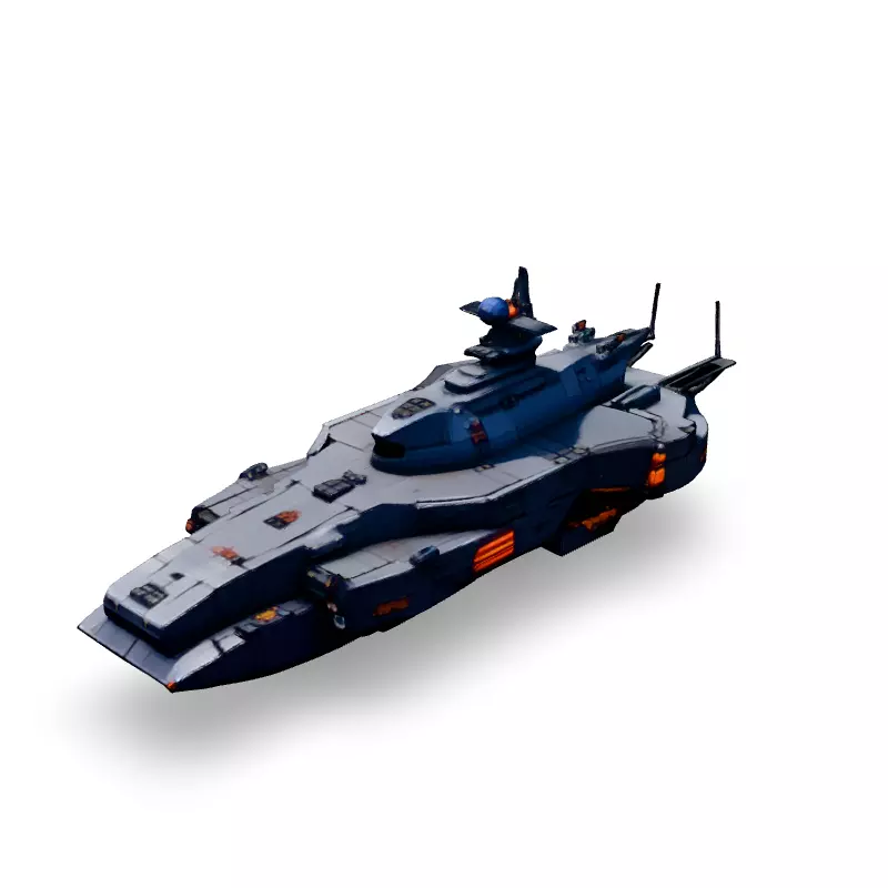 Scifi Battleship Futuristic Warship Model Low-poly 3D model_5