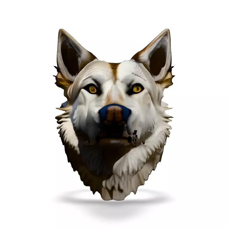 Realistic Wolf Head 3D Model Low-poly 3D model_3