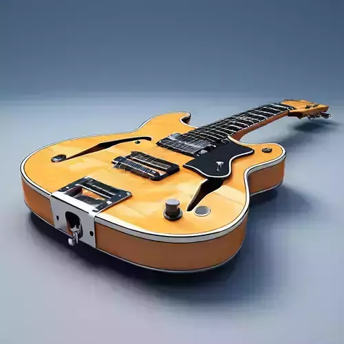 Realistic Hollow Body Electric Guitar Low-poly 3D model