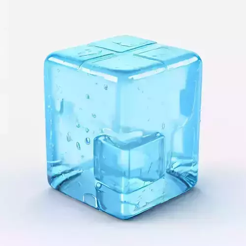 Realistic Ice Cube with Water Droplets Low-poly 3D model