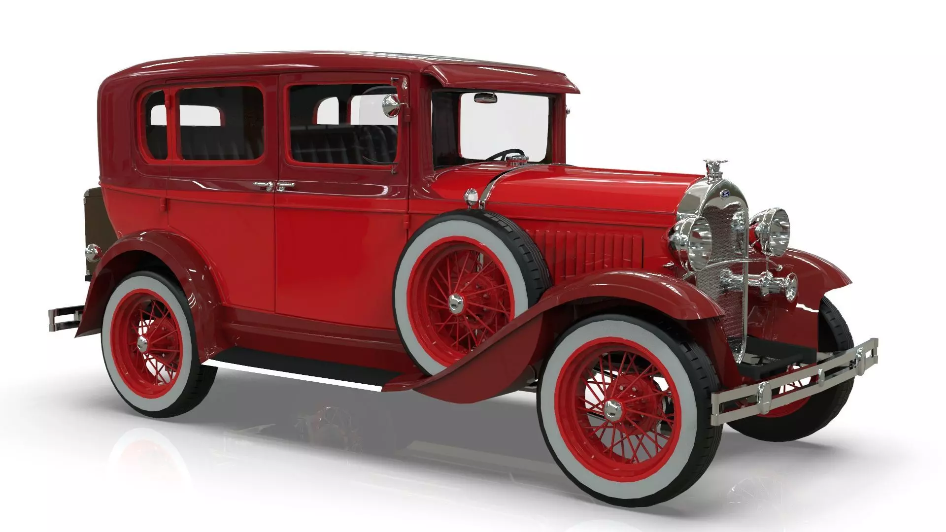 Vintage Sedan Car 1930 Low-poly 3D model_13