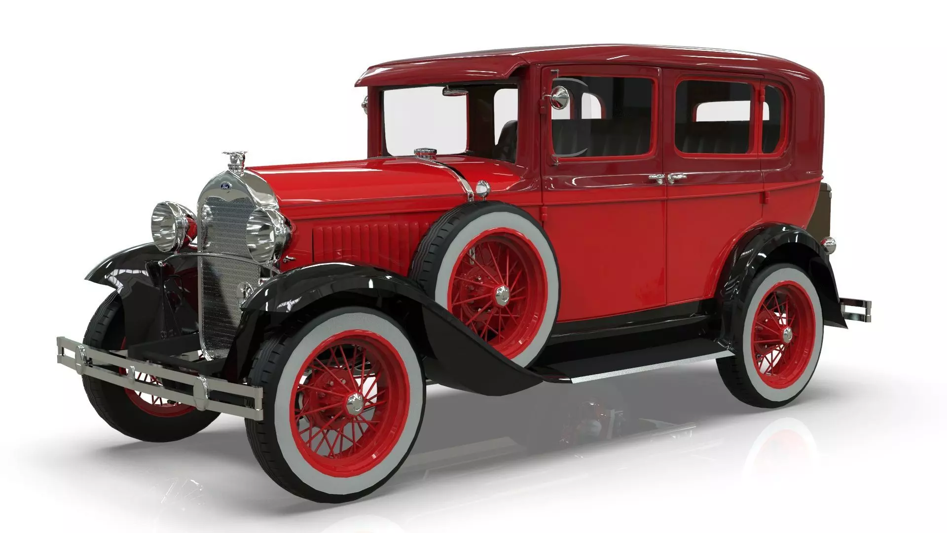 Vintage Sedan Car 1930 Low-poly 3D model_12